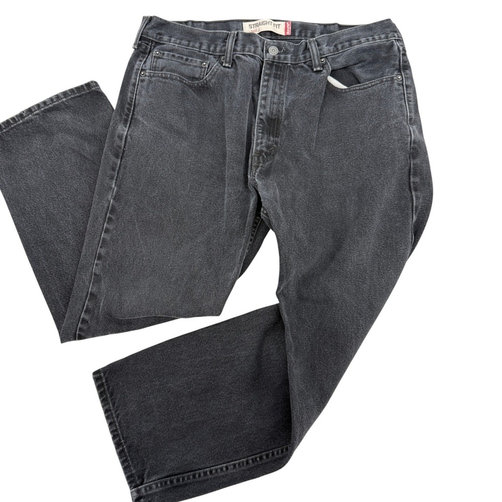 Levis 505 Straight Fit Mens Jeans 38x29 Faded Black Charcoal Denim 100% Cotton